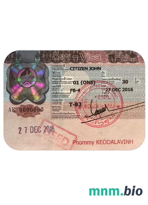 Przykład wizy do Laosu w PSD